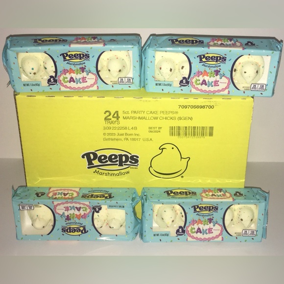 PEEPS, Party Cake Flavored Marshmallow Chicks Easter Candy Case Of 24 - Picture 1 of 2